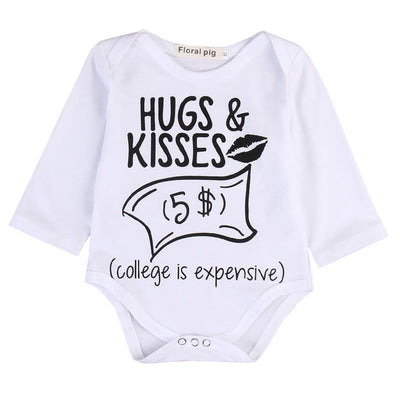 Newborn Baby boys Girls Funny Letter Hug Kiss Bodysuits onesie Infant Babies Kids Cute Bodysuit one-pieces Outfits Kids Clothing - Babies One