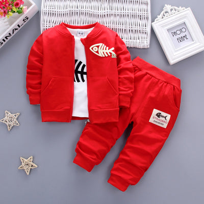 BibiCola Fashion Baby Boys Clothing Set Kids Tracksuit for Boys T-shirt+Coat+Pants 3PCS set Toddler Children Clothes Set - Babies One