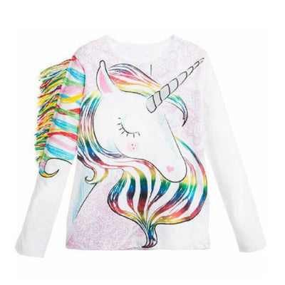 Toddler Kids Girls Unicorn Clothing Tops Summer Long Sleeve Tops T-shirt Clothes Casual 1-6T - Babies One