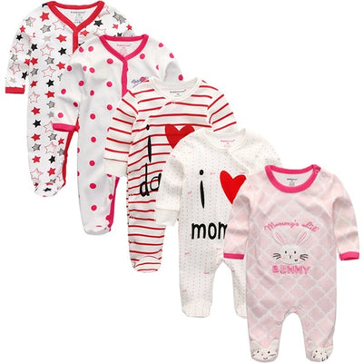 3/4/5Pcs/set Super Soft Cotton Baby Unisex Rompers Overalls Newborn Clothes Long Sleeve Roupas de bebe Infantis Boy clothing Set - Babies One
