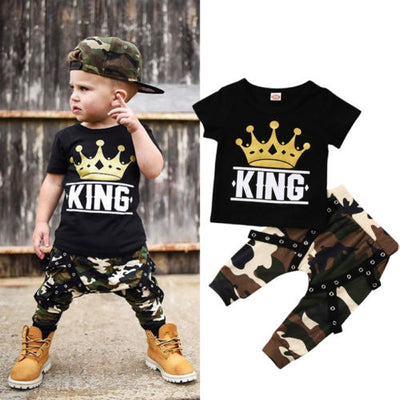 Toddler Kids Baby Boys Tops T-shirt Camo Pants 2Pcs Outfits Set Clothes 0-5T - Babies One
