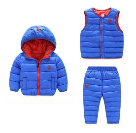 BibiCola 3PCS Winter Girls Boys Clothing Sets Children Down Cotton-padded Coat+Vest+Pants Set Kids Warm Parkas Outdoor Suits - Babies One