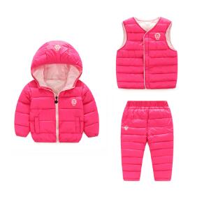 BibiCola 3PCS Winter Girls Boys Clothing Sets Children Down Cotton-padded Coat+Vest+Pants Set Kids Warm Parkas Outdoor Suits - Babies One