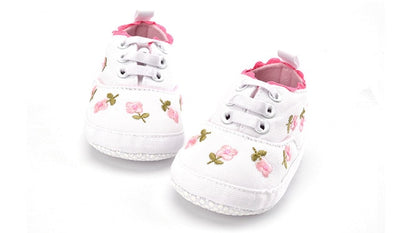 Baby Girl Shoes White Lace Floral Embroidered Soft Shoes Prewalker Walking Toddler Kids Shoes free shipping - Babies One
