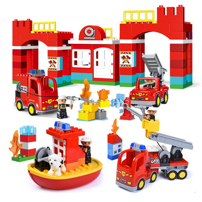 Diy Big Size City Fire Department Firemen Building Blocks Compatible With Legoingly Duplo Bricks Hobbies Toys For Baby Children - Babies One