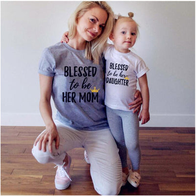 summer letter printing mother and daughter t-shirt baby girl short-sleeve shirt family matching clothing cotton children clothe - Babies One