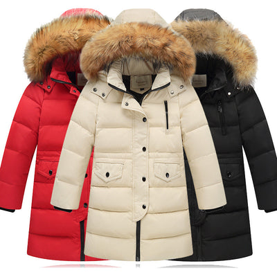 children russian winter down parkas kids boys girls thick warm outwear coat fur hooded down jackets for children winter clothes - Babies One