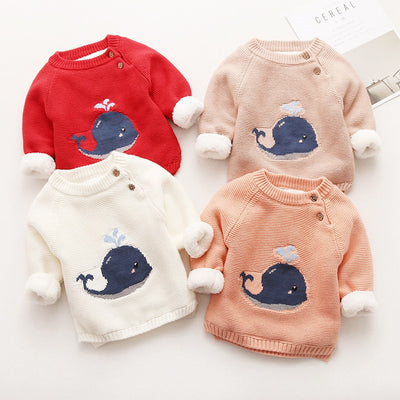 BibiCola children sweaters fashion kids winter knit cardigans sweater girls boys thick warm velvet pullovers outerwear clothing - Babies One