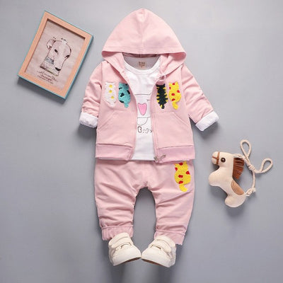 BibiCola Girls Clothing Sets Spring Autumn Children Girls Hoodies Clothes Suit 3pcs Tracksuit for Baby Girls Outfits Sports Suit - Babies One