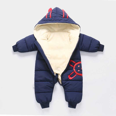 BibiCola newborn baby rompers winter infant bebe boys girls thick warm rompers jumpsuit clothes hooded velvet baby showsuit - Babies One