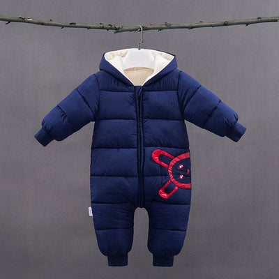 BibiCola newborn baby rompers winter infant bebe boys girls thick warm rompers jumpsuit clothes hooded velvet baby showsuit - Babies One